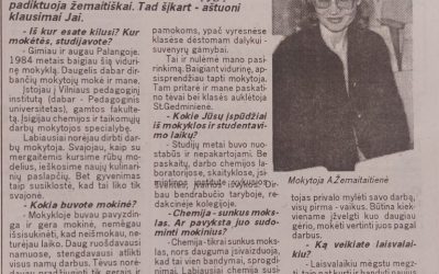 Mokytojos atsakymai į mokyklos žurnalistės klausimus šiandien ir prieš tris dešimtmečius – skiriasi meile